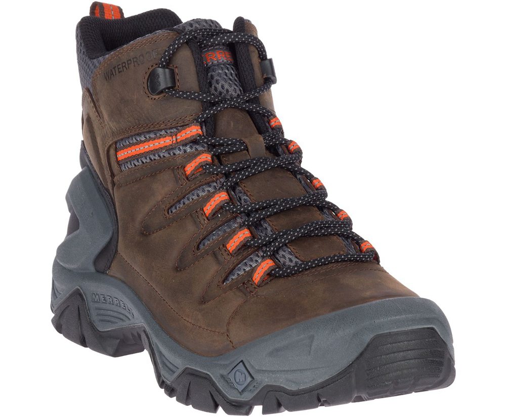 Kozaki Merrell Męskie Brązowe - Strongbound Peak Mid Waterproof - 493105-LFV